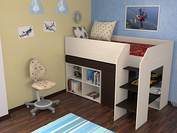 Кровать-чердак "Теремок 2" правая