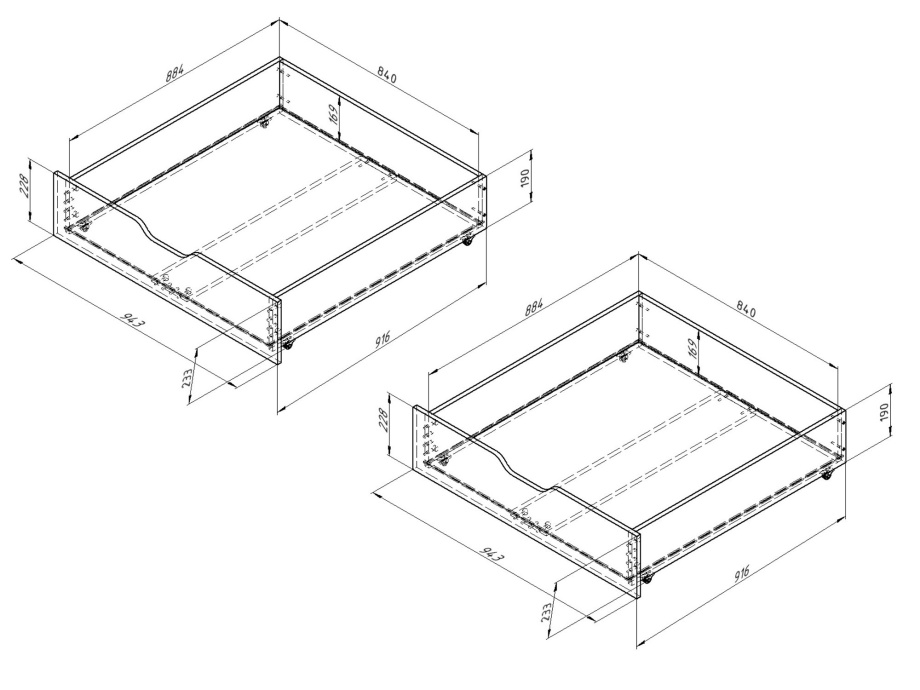Комплект ящиков для металлической кровати 90х 95