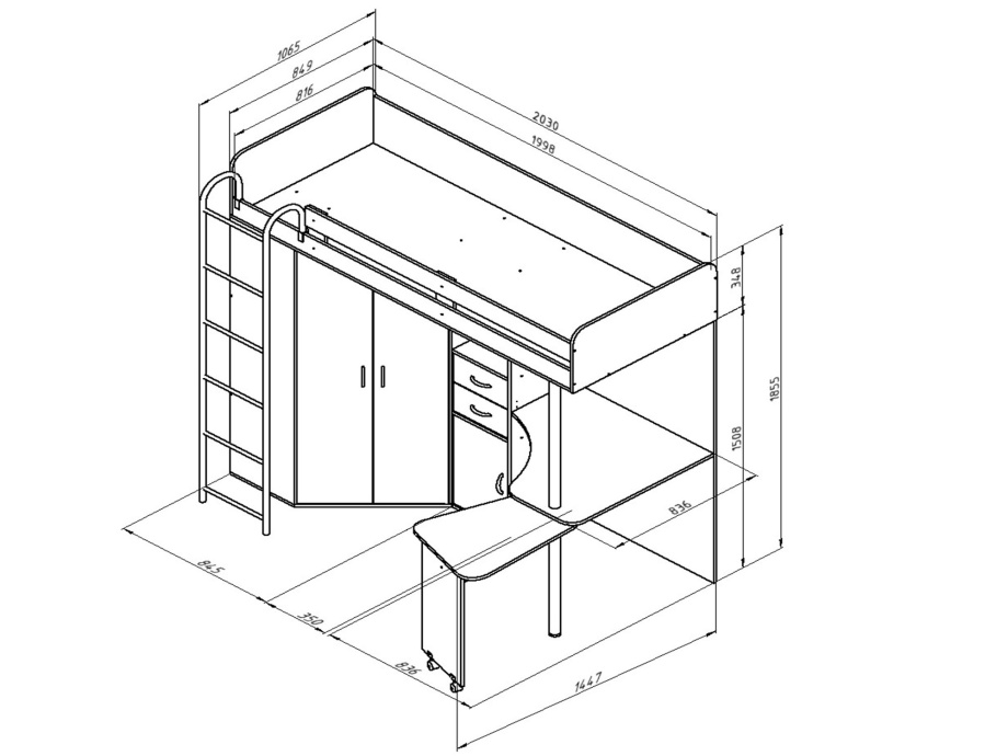 Кровать-чердак "Теремок М85"