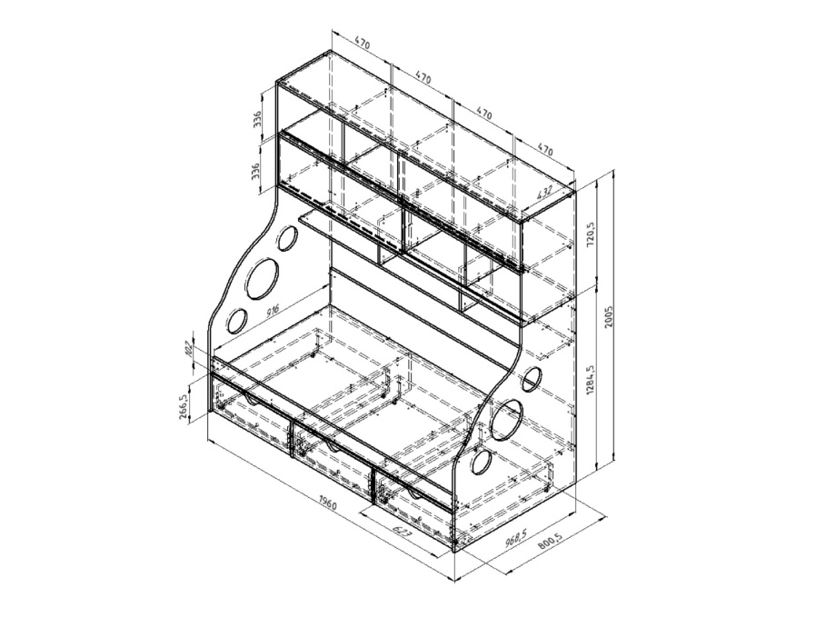Кровать с антресолью ДЕЛЬТА 21.12