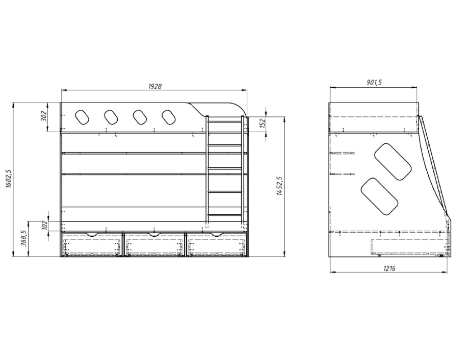 Кровать двухъярусная ДЕЛЬТА 20.01