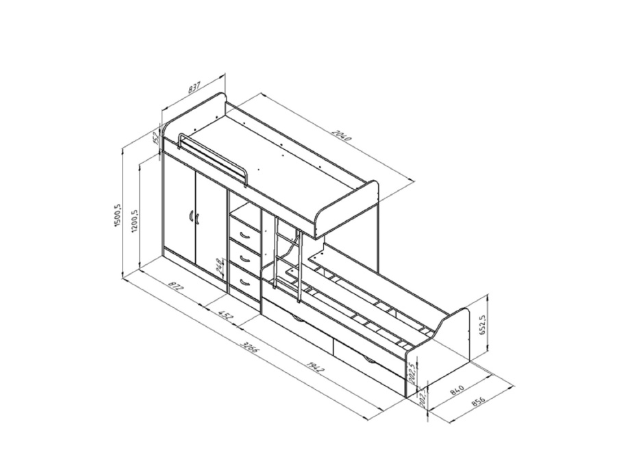 Кровать двухъярусная ДЕЛЬТА 18.04.02
