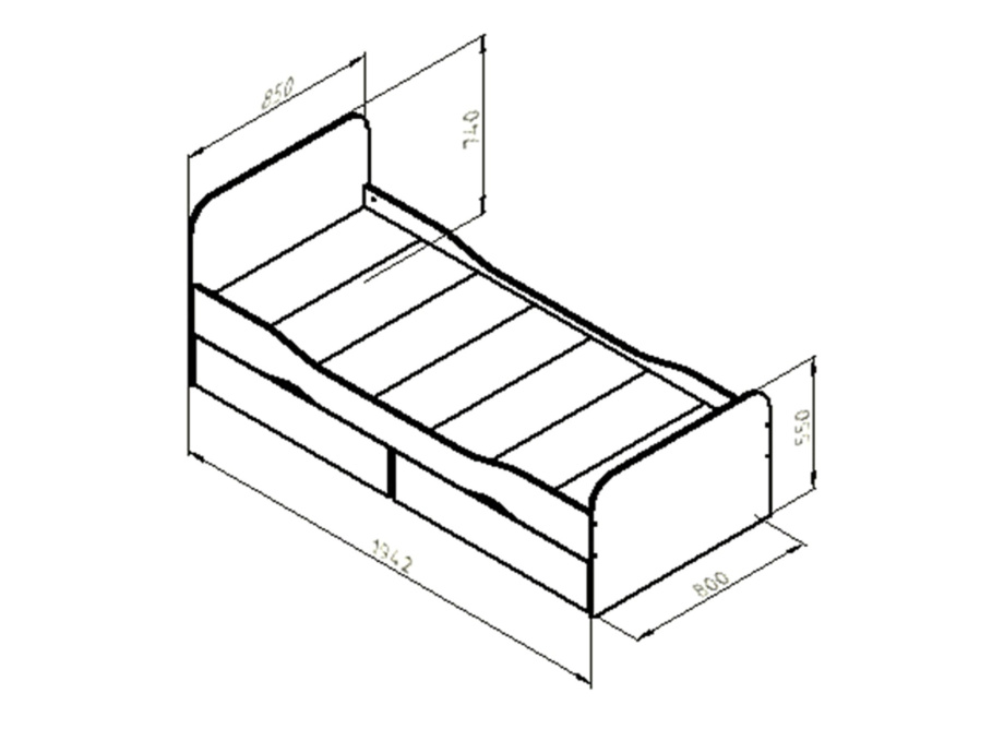 Кровать подростковая ДЕЛЬТА 19