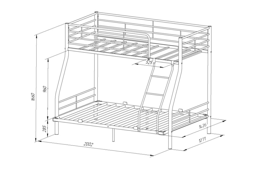 Кровать двухъярусная «Гранада 2 140» с отверстиями под полку