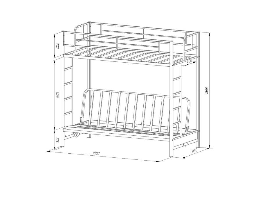 Кровать двухъярусная с диваном «Мадлен»